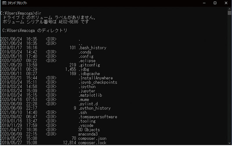 図表1-1　文字ベースのインターフェース　～Windowsのコマンド・プロンプト