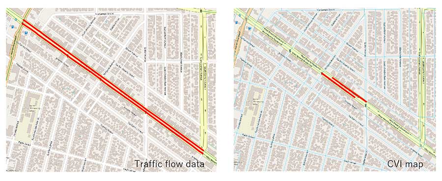図表3　交通情報データとCVIの地図の比較（その２）