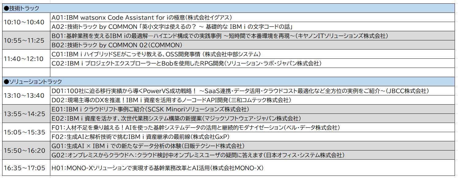 別表◎iEVO2025 セッションテーブル